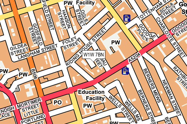 W1W 7BN map - OS OpenMap – Local (Ordnance Survey)