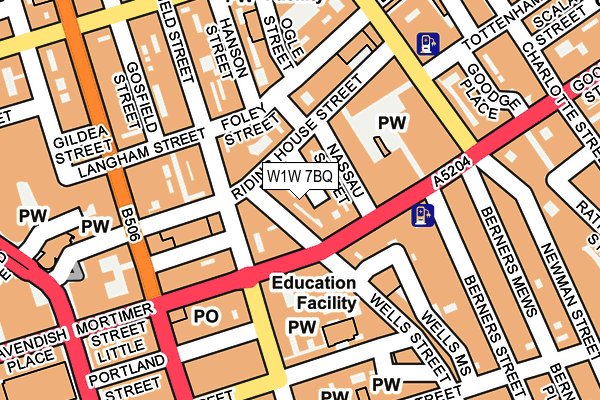 W1W 7BQ map - OS OpenMap – Local (Ordnance Survey)