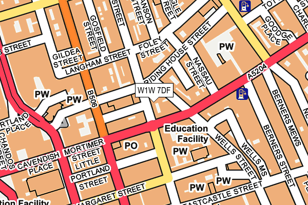 W1W 7DF map - OS OpenMap – Local (Ordnance Survey)