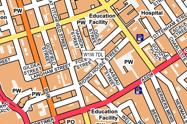 W1W 7DL map - OS OpenMap – Local (Ordnance Survey)