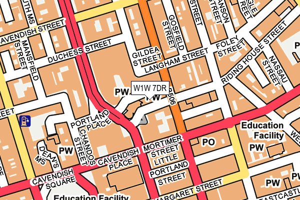 W1W 7DR map - OS OpenMap – Local (Ordnance Survey)