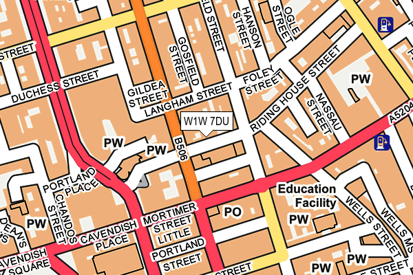 W1W 7DU map - OS OpenMap – Local (Ordnance Survey)