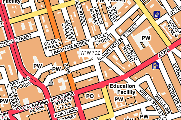 W1W 7DZ map - OS OpenMap – Local (Ordnance Survey)