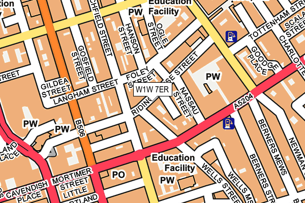 W1W 7ER map - OS OpenMap – Local (Ordnance Survey)