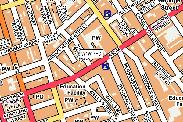 W1W 7FD map - OS OpenMap – Local (Ordnance Survey)