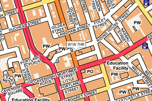 W1W 7HR map - OS OpenMap – Local (Ordnance Survey)