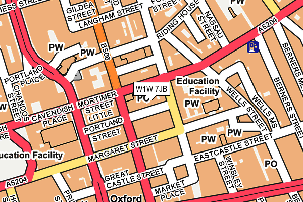 W1W 7JB map - OS OpenMap – Local (Ordnance Survey)