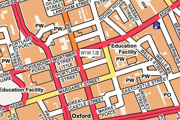 W1W 7JE map - OS OpenMap – Local (Ordnance Survey)