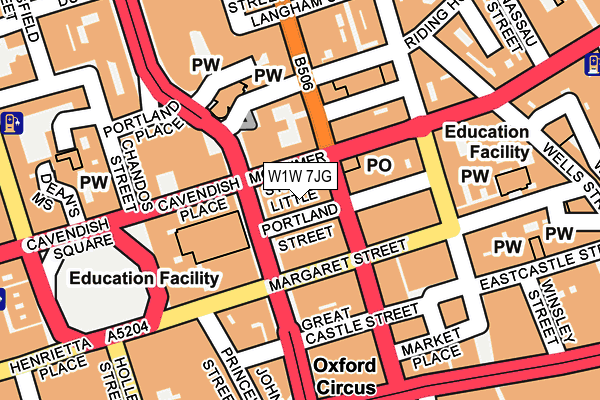 W1W 7JG map - OS OpenMap – Local (Ordnance Survey)