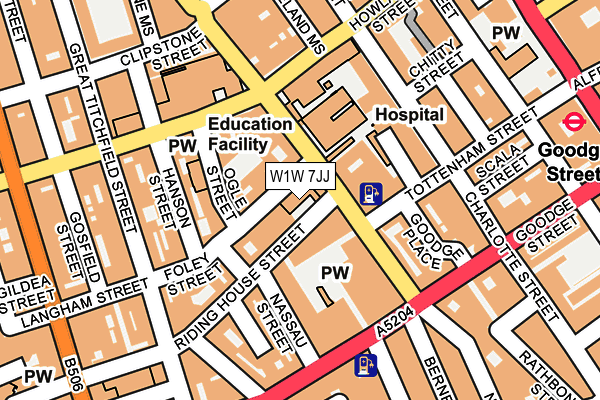 W1W 7JJ map - OS OpenMap – Local (Ordnance Survey)