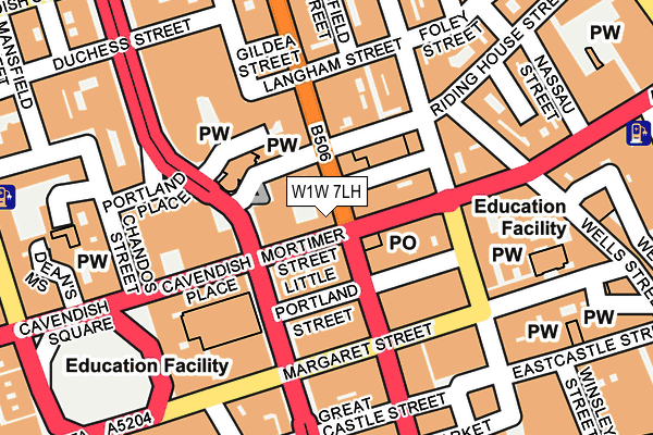 W1W 7LH map - OS OpenMap – Local (Ordnance Survey)