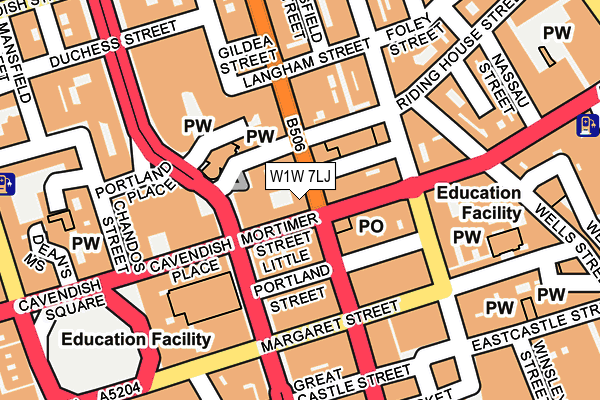 W1W 7LJ map - OS OpenMap – Local (Ordnance Survey)