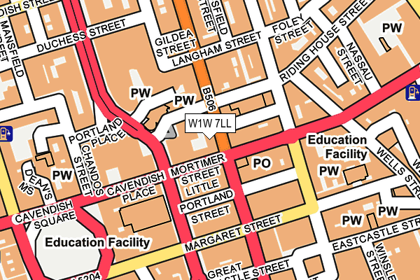 W1W 7LL map - OS OpenMap – Local (Ordnance Survey)
