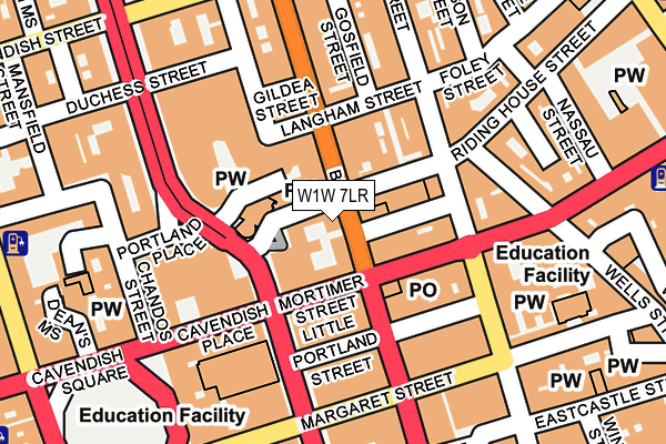 W1W 7LR map - OS OpenMap – Local (Ordnance Survey)