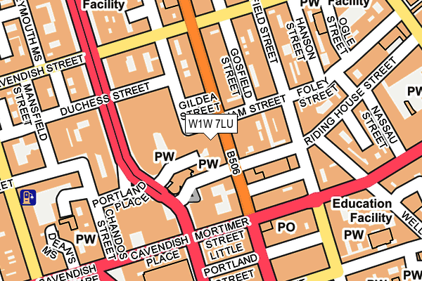 W1W 7LU map - OS OpenMap – Local (Ordnance Survey)