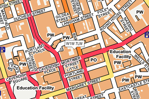 W1W 7LW map - OS OpenMap – Local (Ordnance Survey)