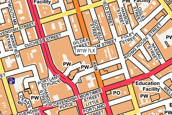 W1W 7LX map - OS OpenMap – Local (Ordnance Survey)