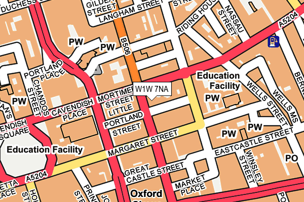 W1W 7NA map - OS OpenMap – Local (Ordnance Survey)