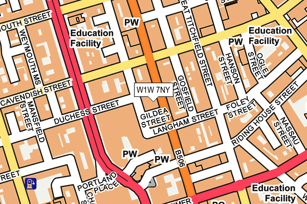 W1W 7NY map - OS OpenMap – Local (Ordnance Survey)