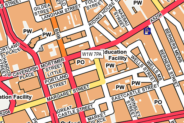 W1W 7PA map - OS OpenMap – Local (Ordnance Survey)