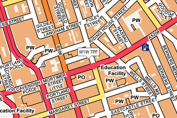 W1W 7PF map - OS OpenMap – Local (Ordnance Survey)