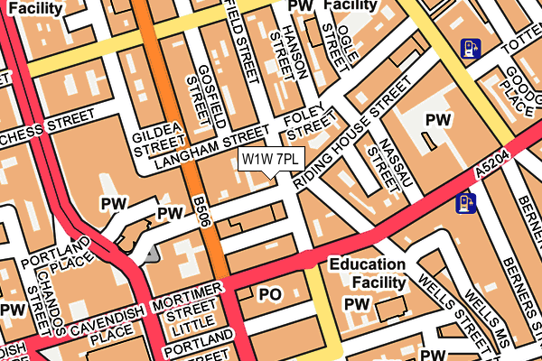 W1W 7PL map - OS OpenMap – Local (Ordnance Survey)