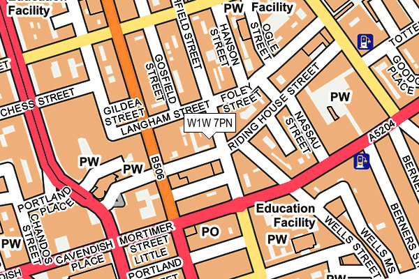 W1W 7PN map - OS OpenMap – Local (Ordnance Survey)