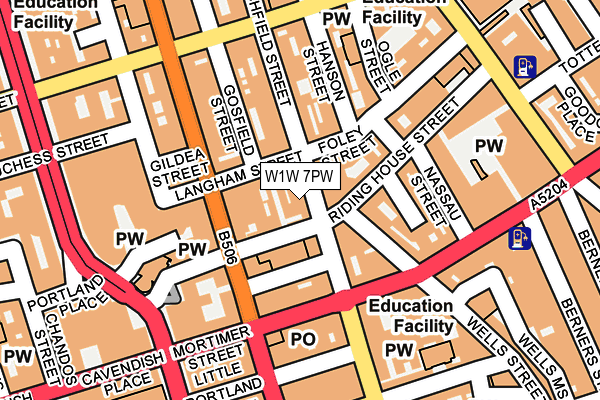 W1W 7PW map - OS OpenMap – Local (Ordnance Survey)