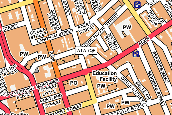 W1W 7QE map - OS OpenMap – Local (Ordnance Survey)