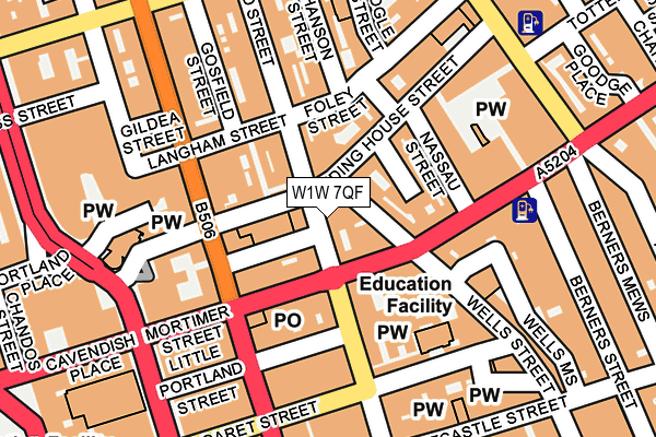 W1W 7QF map - OS OpenMap – Local (Ordnance Survey)