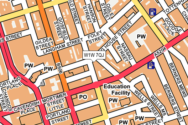 W1W 7QJ map - OS OpenMap – Local (Ordnance Survey)