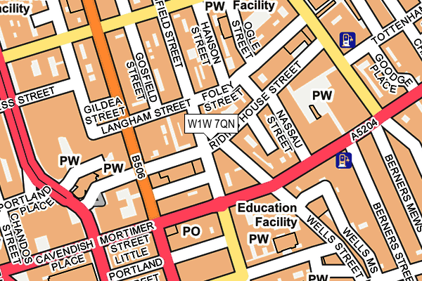 W1W 7QN map - OS OpenMap – Local (Ordnance Survey)