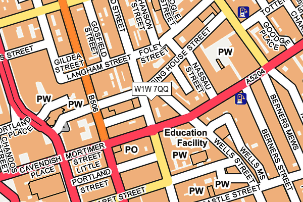 W1W 7QQ map - OS OpenMap – Local (Ordnance Survey)