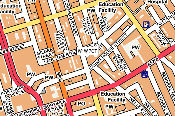 W1W 7QT map - OS OpenMap – Local (Ordnance Survey)