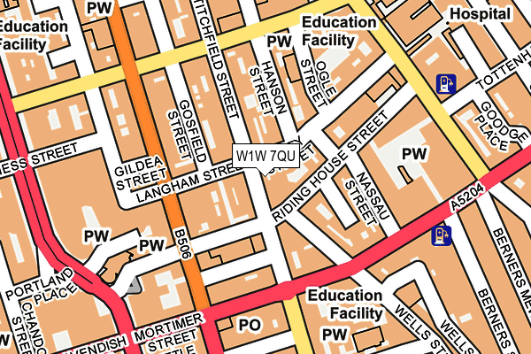 W1W 7QU map - OS OpenMap – Local (Ordnance Survey)