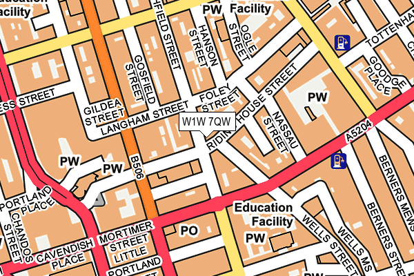 W1W 7QW map - OS OpenMap – Local (Ordnance Survey)