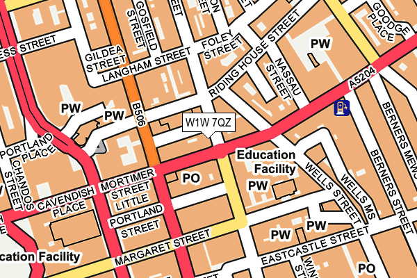 W1W 7QZ map - OS OpenMap – Local (Ordnance Survey)