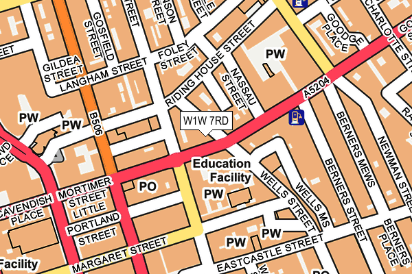 W1W 7RD map - OS OpenMap – Local (Ordnance Survey)