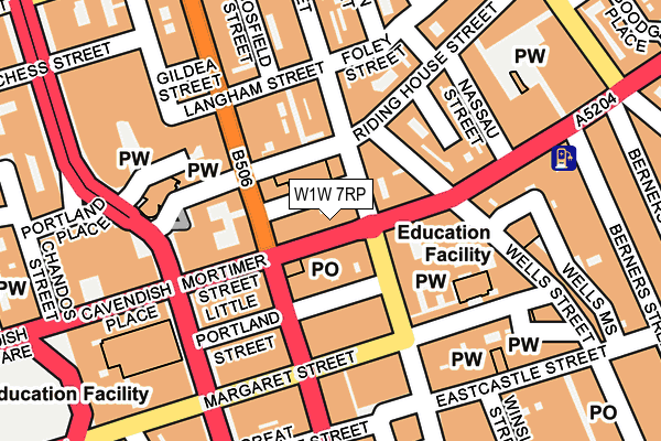 W1W 7RP map - OS OpenMap – Local (Ordnance Survey)