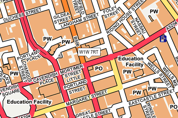 W1W 7RT map - OS OpenMap – Local (Ordnance Survey)
