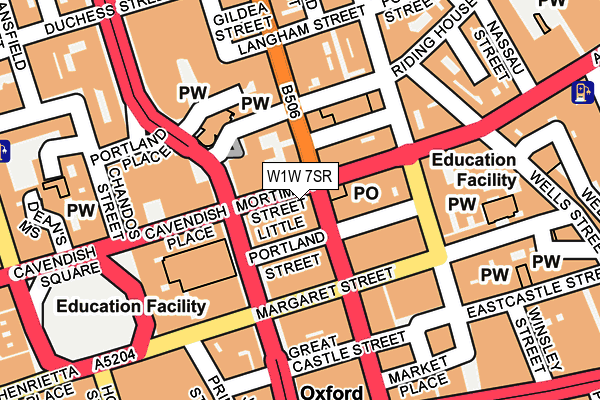 W1W 7SR map - OS OpenMap – Local (Ordnance Survey)