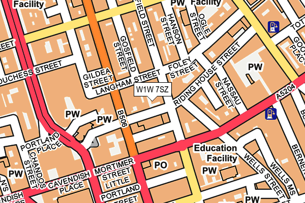 W1W 7SZ map - OS OpenMap – Local (Ordnance Survey)