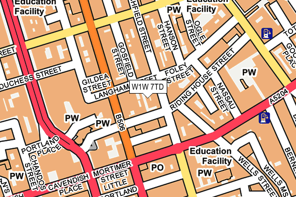 W1W 7TD map - OS OpenMap – Local (Ordnance Survey)