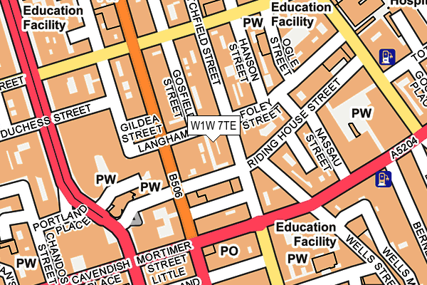 W1W 7TE map - OS OpenMap – Local (Ordnance Survey)