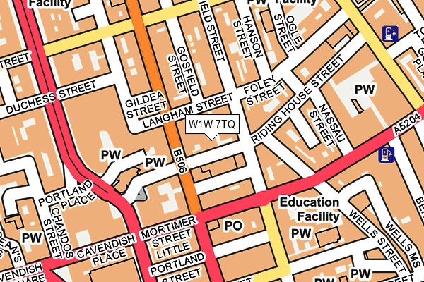 W1W 7TQ map - OS OpenMap – Local (Ordnance Survey)