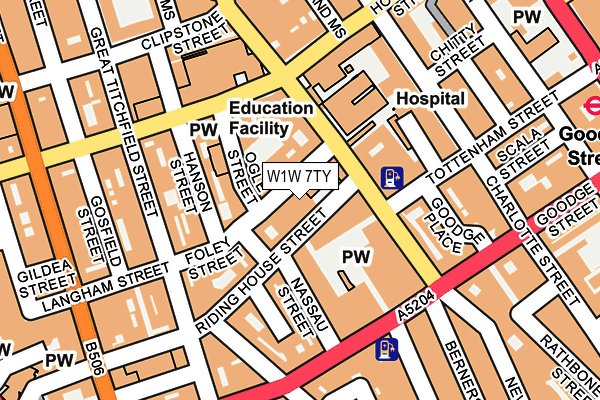 W1W 7TY map - OS OpenMap – Local (Ordnance Survey)