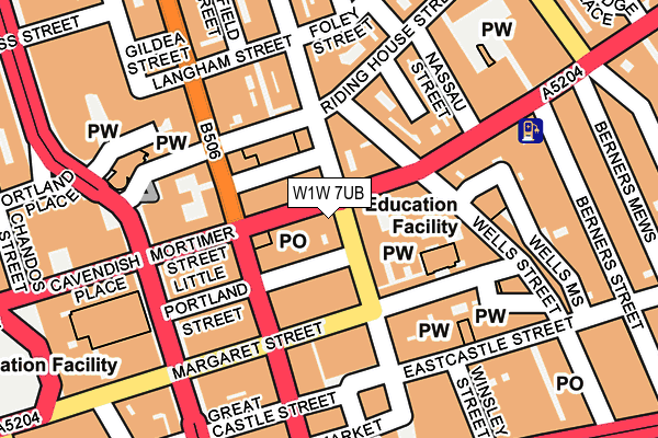 W1W 7UB map - OS OpenMap – Local (Ordnance Survey)