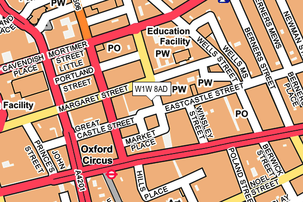 W1W 8AD map - OS OpenMap – Local (Ordnance Survey)