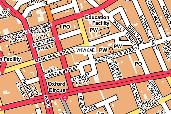 W1W 8AE map - OS OpenMap – Local (Ordnance Survey)