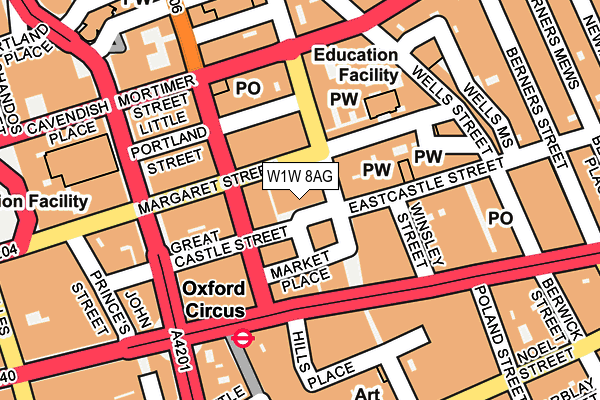 W1W 8AG map - OS OpenMap – Local (Ordnance Survey)
